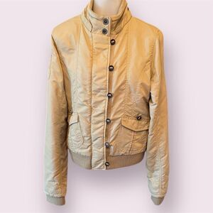 BILLABONG Vintage Y2K Tan/Hot Pink Bomber Jacket